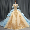 Jancember DY6608 Chic Contrast Color Golden Sweetheart Party 15 Quinceanera Dresses