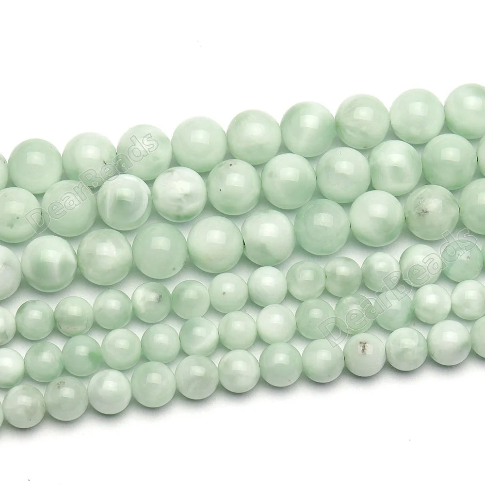 Wholesale Gemstone Beads NaturalGreen Angelite Angel Beads Green Larimar Loose Stone Bead for Jewelry Making 6mm 8mm 10mm 12mm