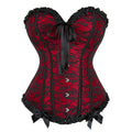 Overbust Corset Black Red Blue Floral Lingerie Basques Corselet Waist Bustier Top