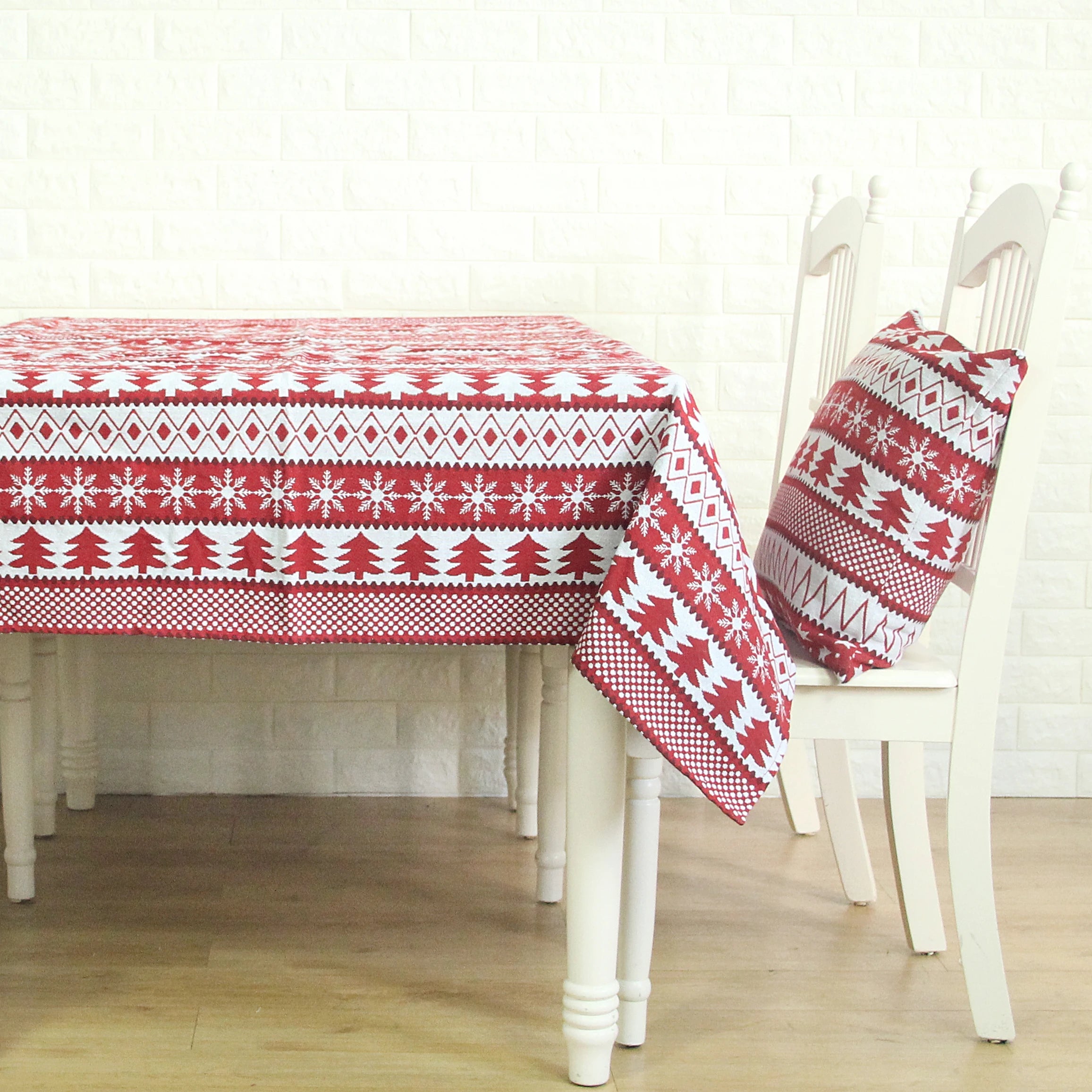 Floral Pattern Woven Square Tablecloth and Picnic Mat for Living Room Home Use