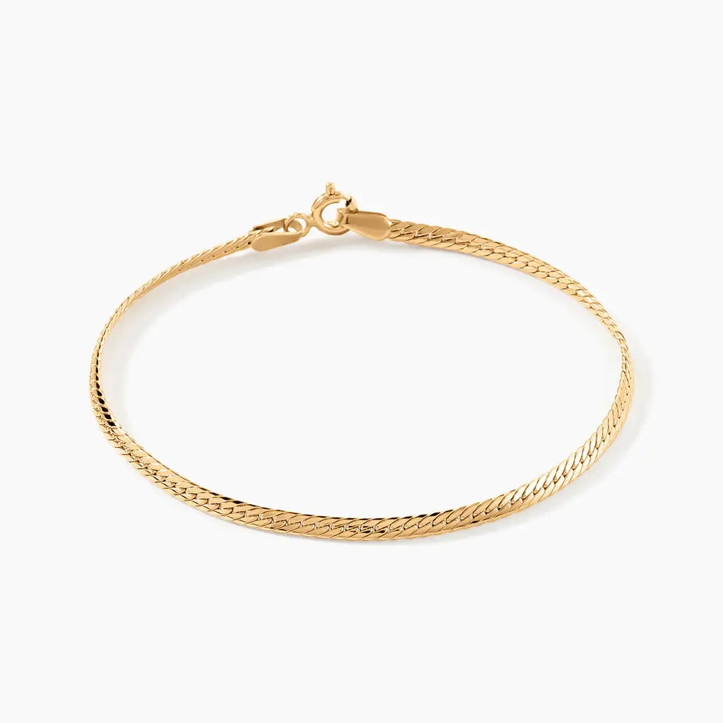 Inspire Jewelry Wholesale 316L Stainless Steel Minimal Classic 18K Gold Plated Flat Snake Chain Link Dainty Bracelets for Women