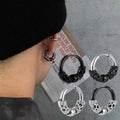 1Pc Retro Pendant Earings Rock Statement Jewelry Punk Men's Stainless Steel Dragon Hip Hop Round Earrings