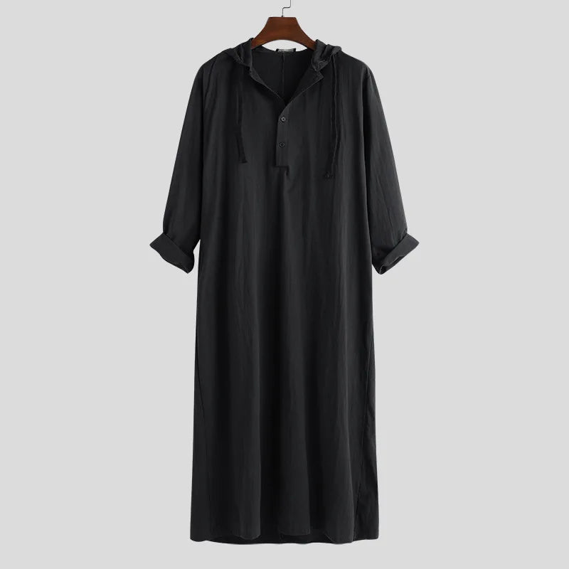 S-5XL Middle East Arab Simple Long Men's Long-sleeved Shirt Muslim Robe