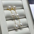 Dual-Purpose New Style 925 Sterling Silver Drop Long Chain Pearl Earrings 7-7.5mm Freshwater Rice Bead for Anniversary Party