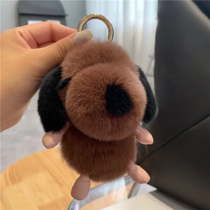Real Rex Rabbit Fur Cartoon Dog Soft Toys Stuffed Animals Plush Toys Real-Life Plushie for Kids Gift