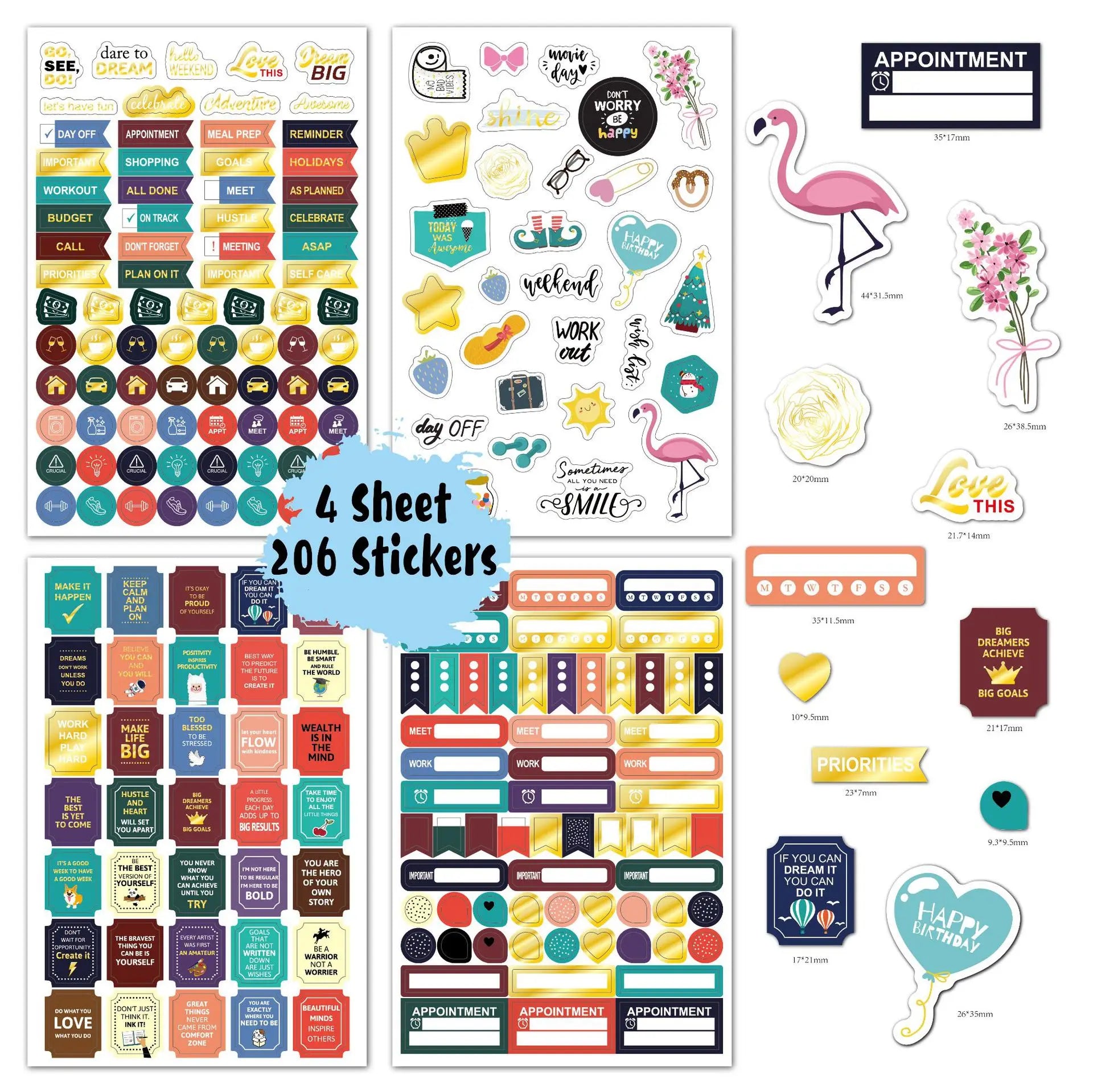 Planner Sticker Sheet Reusable Schedule Daily Life Fitness Planner Diary Notebook Custom Sticky Notes