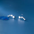 Real 925 Sterling Silver Zircon Three Stars Stud Earrings for Fashion Women 18k Gold Plate Fine Jewelry Accessories