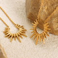 Vintage 18K Gold Plated Titanium Steel Sunflower Pendant Necklace No Fade Stainless Steel Geometric Necklace for Women
