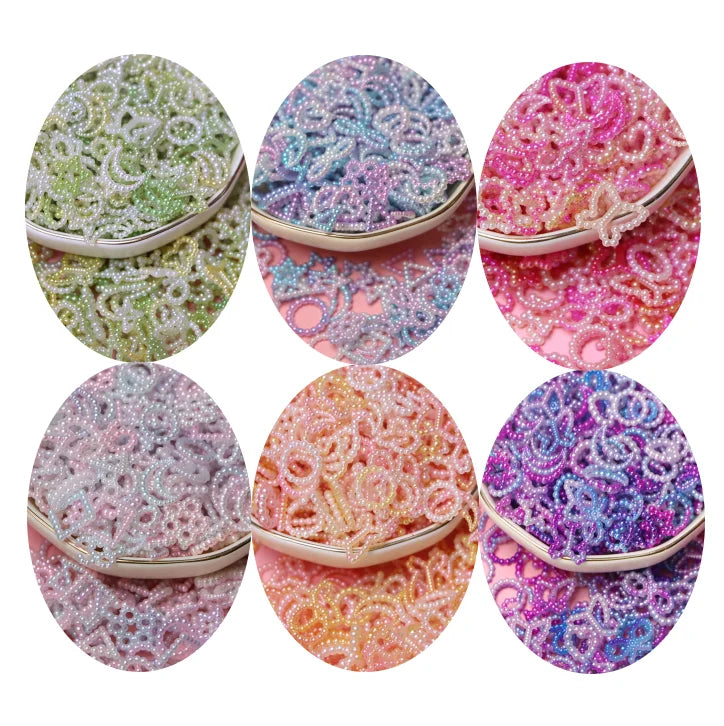 Star Moon Peach Heart Bow Pearl Flatback Cabochons Scrapbook DIY Craft Embellishments Phone Decor Headwear Accessories
