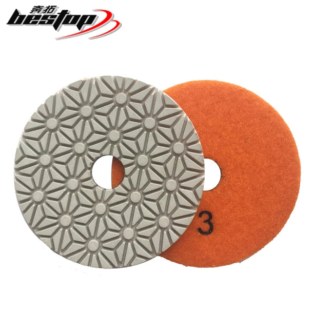 D100mm 3-Step Round Diamond Wet Polishing Pad 4-Inch Outer Diameter Customizable OEM for Man-Made Stone