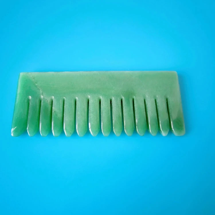 Hongzhuo Wholesale Natural Hand Carved Green Aventurine Jade Carving Hair Head Comb