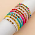Go2boho Adjustable Beaded Polymer Heishi Clay Gold-Plated Copper Bracelet Set Unisex Summer Friendship Bracelets for Women Men