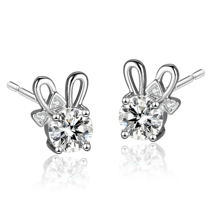 Somen Quality 925 Silver Women Moissanite Stud Earring 1ct Moissanite Cute Rabbit Earrings Fashion Jewelry Wholesale