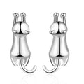 Reeti 925 Sterling Silver Cute Cat Stud Earrings for Women Elegant Wedding Jewelry Pendientes