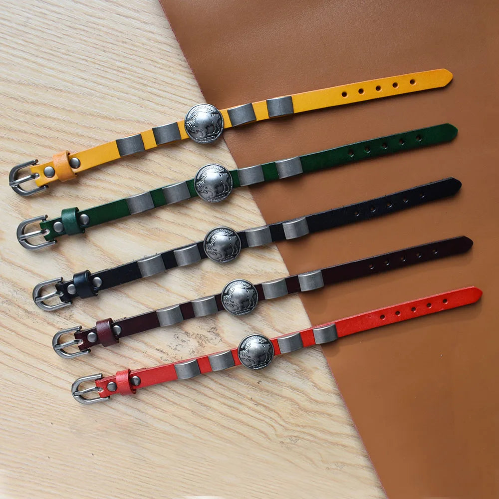 Retro Adjust Men's Leather Bracelets Jewelry Vintage Punk Belt Style Wrap Bangles Women Daily Wristband Jewelry