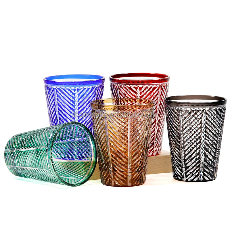 Luxury Kiriko Style 8oz Drinking Spirit Glass Cocktail Whisky Glass Cup Handmade Rock Glasses