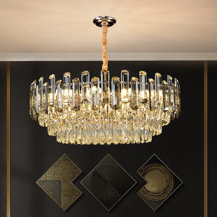 Hong Kong Style Light Luxury Crystal Living Room Chandelier Modern Master Bedroom Dining Room Lighting Indoor Decor