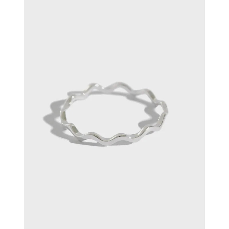 Fine 925 Sterling Silver Curve Wave Smart Ring Minimalist Thin Line Fashion Jewelry Rings Set Simple Women Rings for Girls Gift