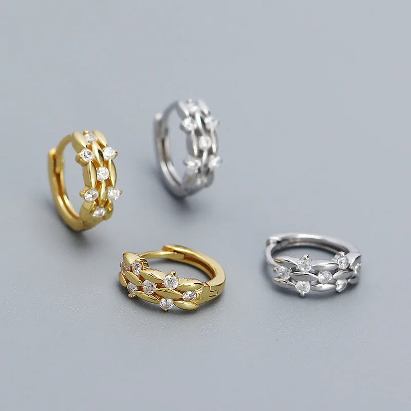 Fine Jewelry 925 Silver Cz Diamond Triple Hoop Earring Women Sterling Silver Hoop Earrings Jewelry for Women