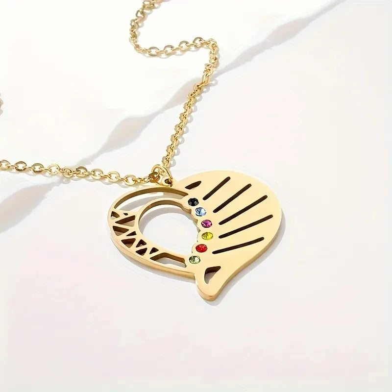 New North Love Charm Necklace Fashion Stainless Steel Jewelry Choker Birthstones Zircon Heart Pendant Necklace Mother's Day Gift