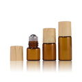 Factory Price Roll-on Sealed 1ml 2ml 3ml Amber Frosted Plastic Bamboo Pattern Roller Bottles for Eye Serum Metal Ball Screw Cap