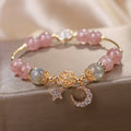 Jewelry Natural Crystal Bead Bracelet Diy Handmade Strawberry Crystal Stars Moon Beads Bracelet Factory Wholesale