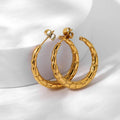 Fashion Retro Geometric Stainless Steel Golden Pattern Horns C-shaped Hoop Earrings Wholesale