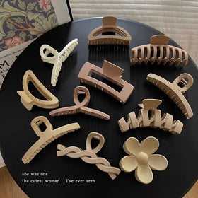 Fashion Solid Colors Elegant Geometric Flower Hair Claw Clips Big Matte Hair Claw Clamps