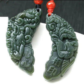 Natural Jade Dragon and Phoenix Brand Fashion Pendants & Charms Pair of Lovers Necklace for Male and Female Ornaments
