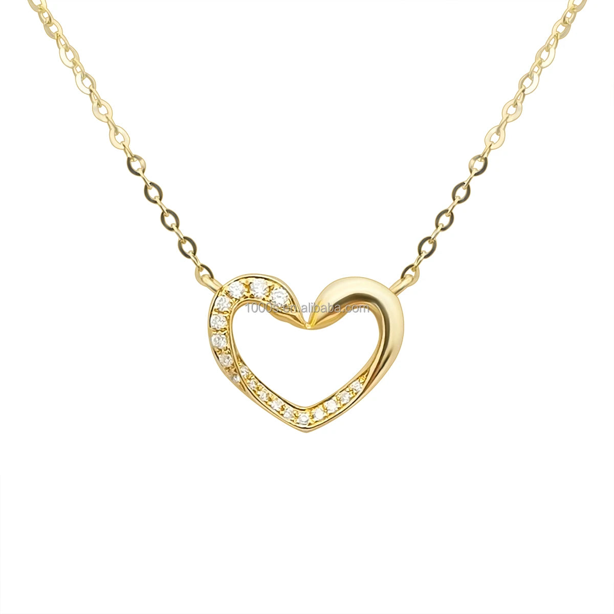 Classic 18K Gold Heart Pendant Love Necklace with Diamond Jewelry for Valentine's Day Gift