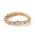 Nuoya Iced Out Jewelry 10mm Clustered Tennis Chain Bracelet Square CZ Diamond Gold Plated Tennis Bracelet for Women