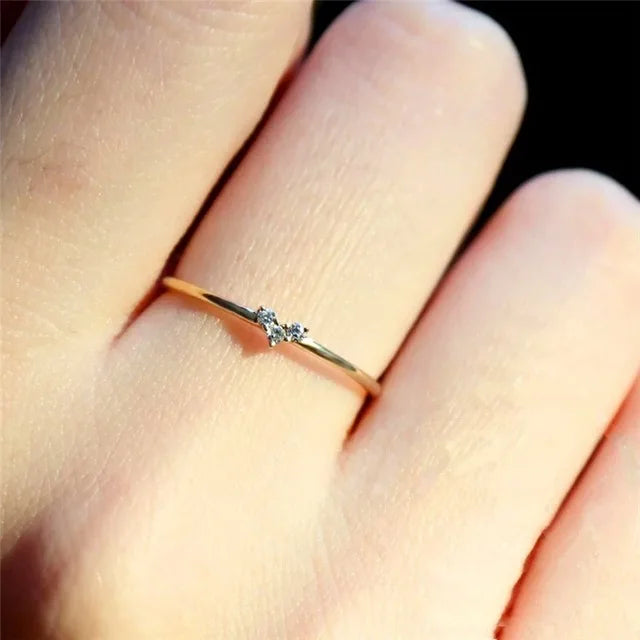 Fashion Heart Shape Wedding Thin Ring Women'S 18K Real Gold Plated Zircon Jewelry Ring for Women