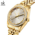 Shengke K0156 Diamond Luxury Fashion Business Women's Quartz Watch Alloy Band Stainless Steel Case