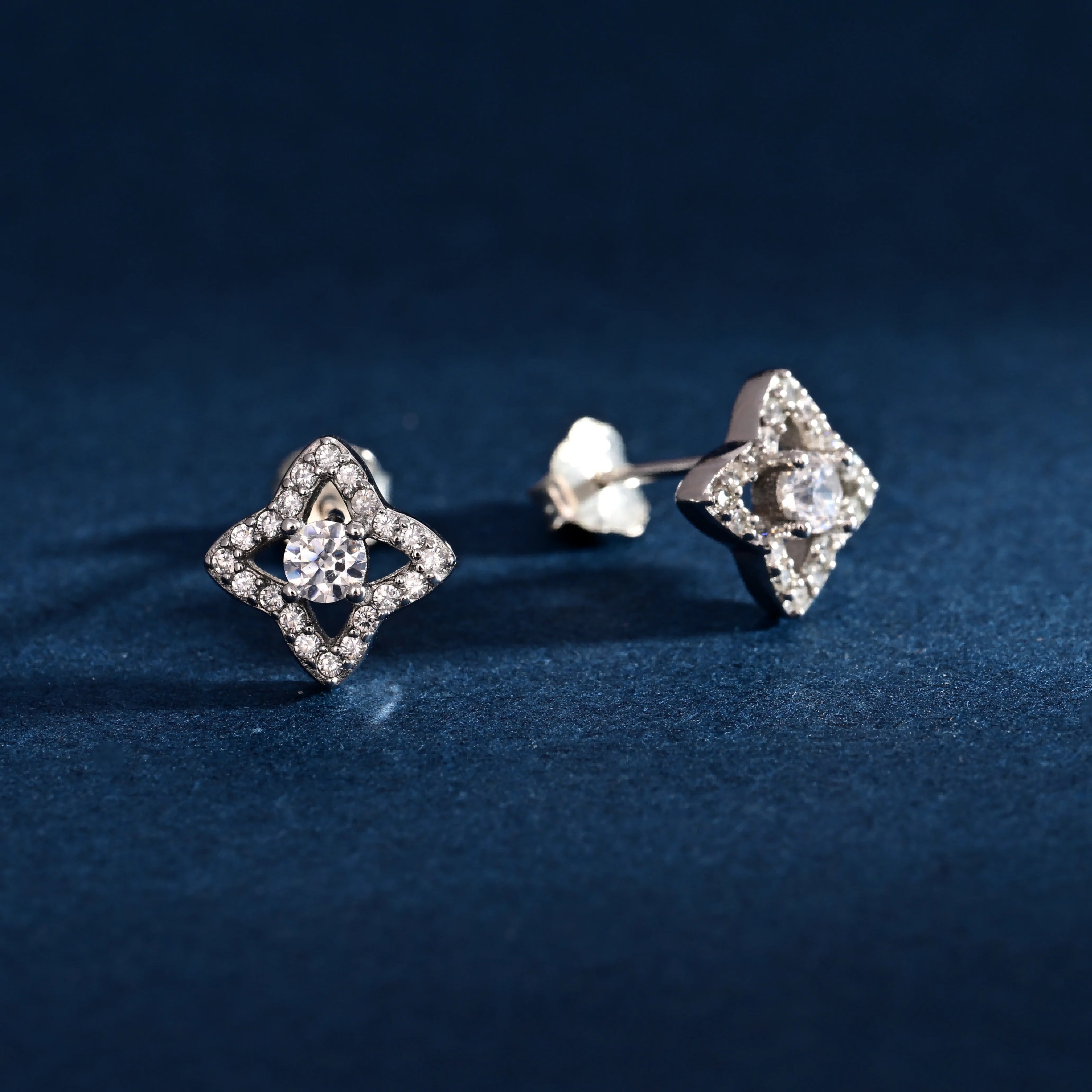 Wholesale Earrings Jewelry Rhodium Plated Cubic Zirconia Star Stud Earring 925 Sterling Silver Fine Jewelry Earrings