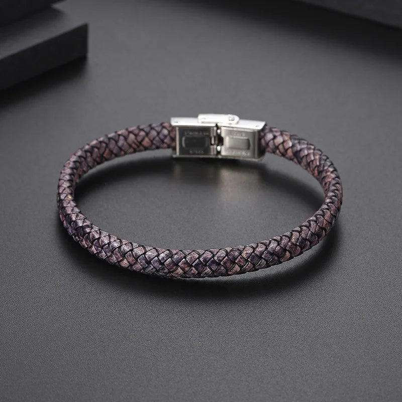 New Design Woven Leather Rope Bangle Personalized Fashion Retro Casual Genuine Leather Bracelet for Men Jewelry