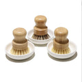 Fancy Design Custom Logo Natural Sisal Bristles Fruits Vegetables Kitchen Round Bamboo Dish Scrub Brushes With Short Handle