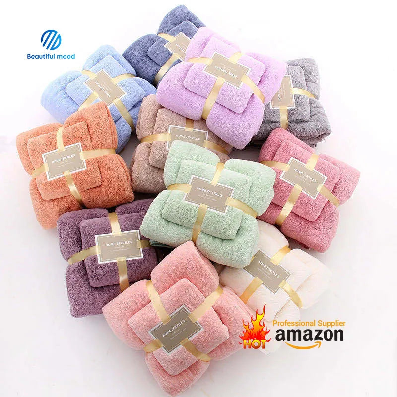 Custom Woven Microfiber Coral Fleece Bath Towels Quick Dry Soft Absorbent Fade Resistant for Adults