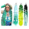 Shinein Girl Ombre Color Bubble Braided Ponytail Hairpieces Kids Cosplay Handmade Synthetic Hair Ponytail Extensions