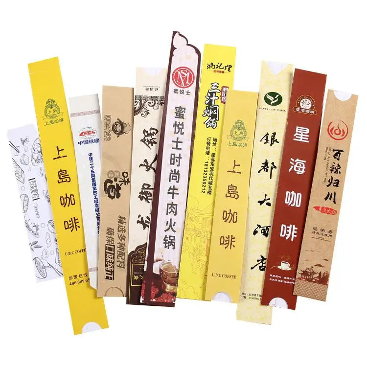 Wholesale Custom Logo Printed Kraft Paper Disposable Cutlery Bags Brown for Weddings and Food Packaging
