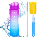 POYAKU 32oz PC Plastic Sport Water Bottle Custom Design Motivational Marking Straw Hand Grip Customizable Colors Logo for