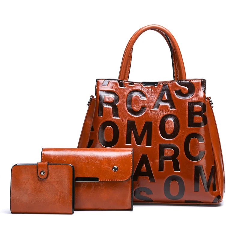2022 New Simple Letter Large Capacity Ladies Messenger Handbag Women's Fashion Bags Set with Zipper Closure Durable