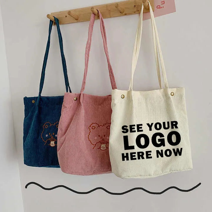 Cute Eco-friendly Canvas Tote Bag Large Capacity Cartoon Student Shopping Side Handbag Women's Single-shoulder
