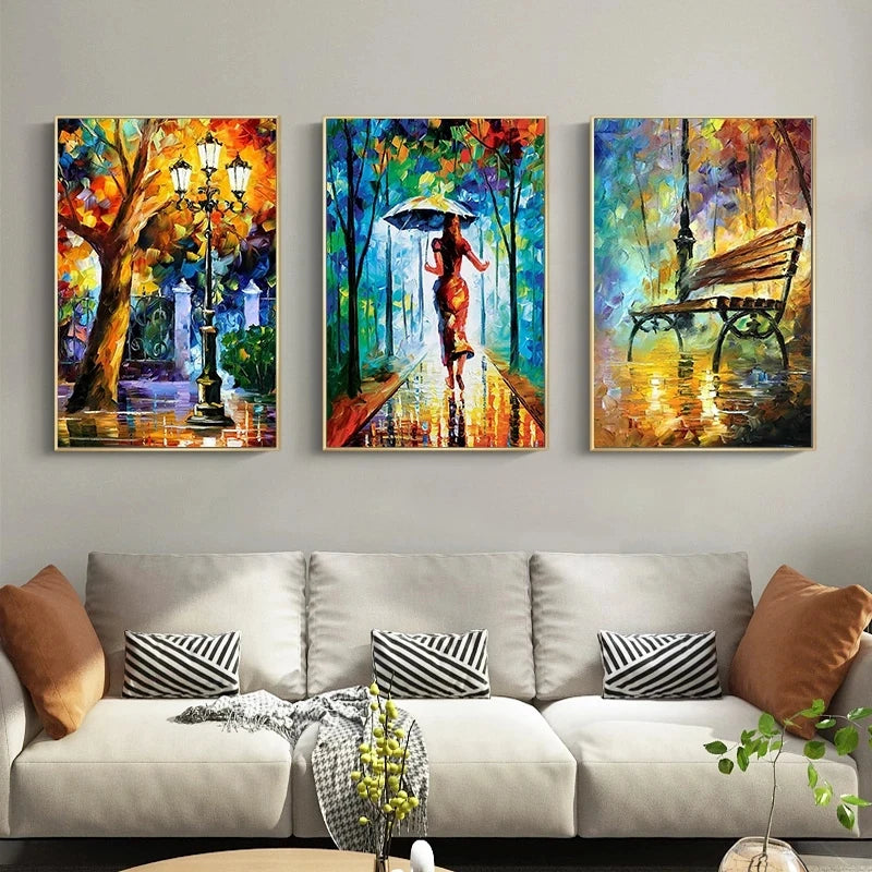 Living Rome Home Decor Rainy Abstract Landscape Canvas Posters Prints Pictures Stretch Canvas Wall Art Print Painting