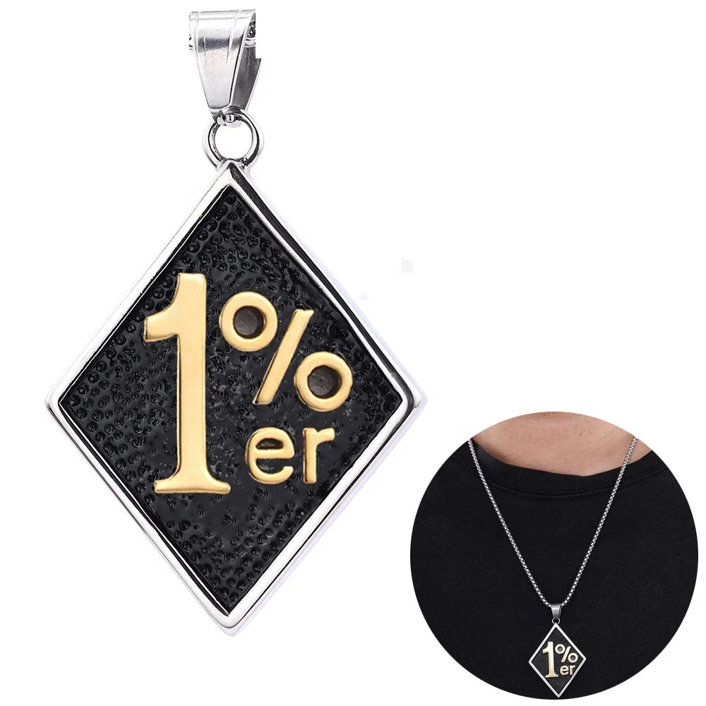 Custom Color Stainless Steel Motorcycle Jewelry One Percenter 1%er Biker Pendants Necklace for Club Numbers
