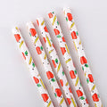 Hot Sales Eco-Friendly Reusable PP Hard Plastic Printing Drinking Straws White Bottom Teacher Apple & Pencil Design