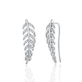 Dainty Silver Feather Ear Cuffs & Climber Earrings Best Sellers Pair of Leaf S925 Sterling Silver Diamond Drop Earrings