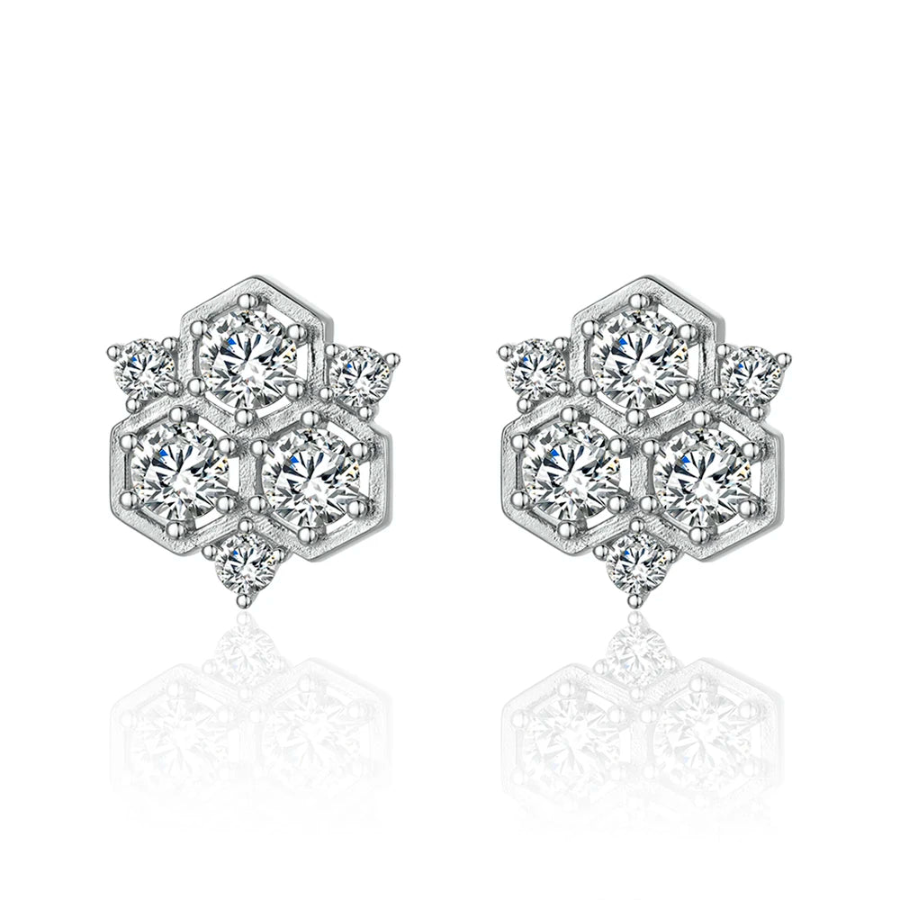 Factory Direct Sale Luxury Designer Korean Rhodium Plated 925 Sterling Silver CZ Stud Earrings