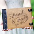Personalized Custom Wedding 40pages Wooden Guest Book Leather-bound with Engraved Names and Dates Wooden Loose Leaf Photo Album