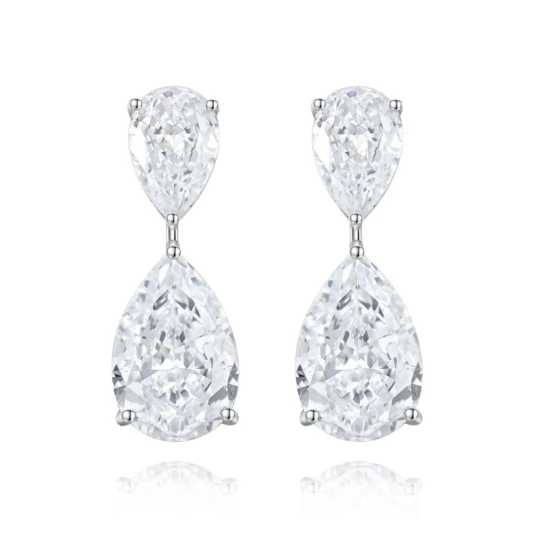 Fashion Trend Jewelry Water Drop Pear Cut Earrings Light Luxury Simple Style S925 Silver White Sparkling Anniversary Gift