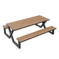 Outdoor Metal Integrated Table and Chair Set for Garden Courtyard Park Commercial Use-Durable Design with Quick-Dry Cushion